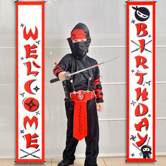 Ninja Birthday Porch Banners Welcome Birthday Sign Kids Karate Party Decor Ideas