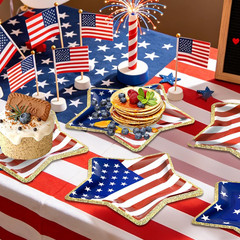 72PCS 4Th of July Party Decorations Supplies, 8.3 Inch Patriotic Star Shaped Pap