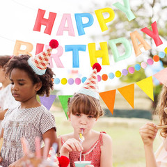 Pre-Strung 3D Rainbow Happy Birthday Banner, 3 PCS Happy Birthday Felt Sign, Pom