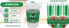 50Pcs Graduation Decorations 2026 Disposable Graduation Cups Congrats Grad Class