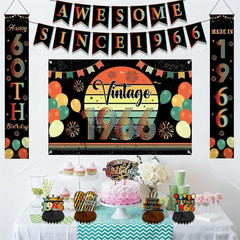 60Th Birthday Decorations Men Women – 10 Pcs Vintage Back in 1966 Backdrop Banne