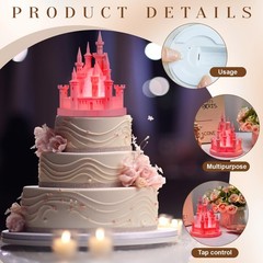 4.8 Inch Castle Cake Topper Figurine Wedding Cake Topper Castle Tower Night L…