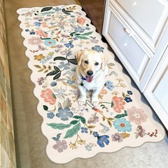Hallway 2×5 Washable Runner Rug: Stain 2′ x 5′ (Rectangular), Cream/Floral