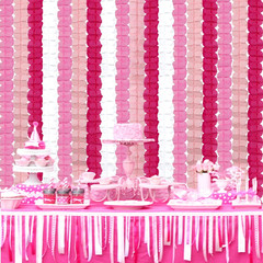 Rose-Red Pink-White Party-Decorations Streamers Garland – 157Ft Four-Leaf Hangi