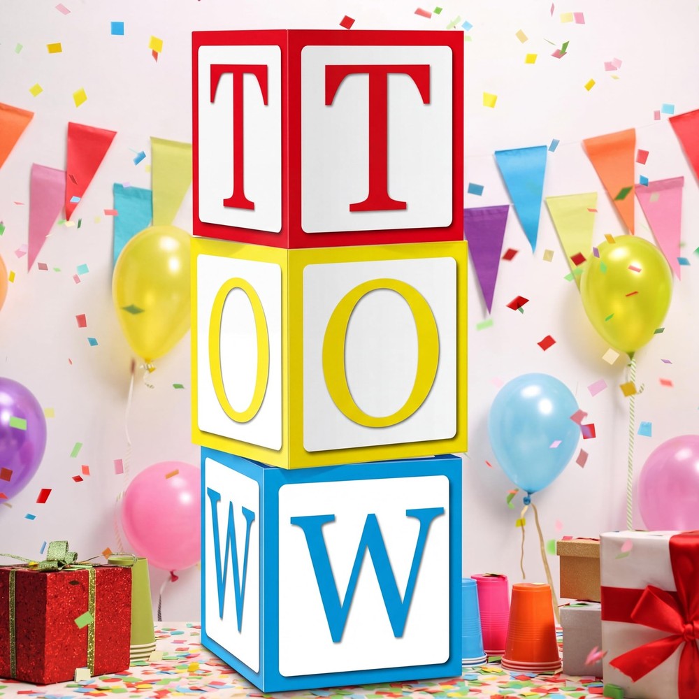 3 Pcs 2nd Balloon Set, Balloon Blocks 11.8 x 11.8 Inches Party Supplies Decor…