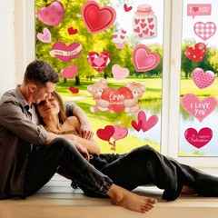 Valentines Day Decorations – Heart Window Clings for Glass | Red