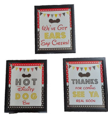 Disney Mickey Mouse Theme Framed Party Signs 11″ X 9″ Set of 3