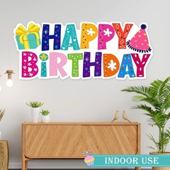Happy Birthday Yard Sign with Stakes, Colourful Birthday Lawn Signs 37″ Large