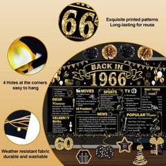 60th Birthday Party Decorations Set, 103 PCS Vintage 1966 Decor for 24 Guests, B