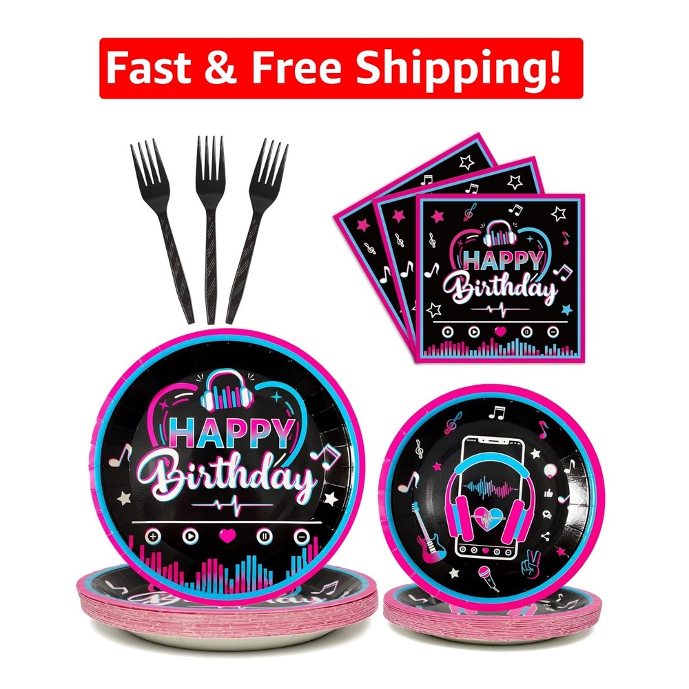 96 Pcs Music Party Tableware Set – Perfect for Birthday Celebrations