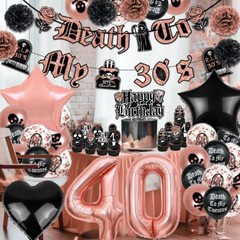 Death to My 30s Decorations 40th Birthday Decorations for Her Black and Rose …