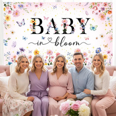 Wildflower Baby Shower Backdrop – Flower Baby in Bloom Baby Shower Decorations,