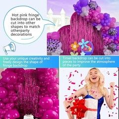 2 Pack Hot Pink Tinsel Fringe Curtain Backdrop Party Photo Booth Decorations New