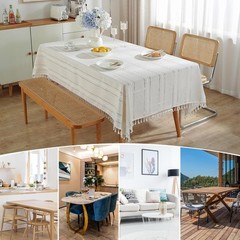 meioro Rustic Table Cloth, Rectangle Textured Cotton Linen Fabric Tablecloth …