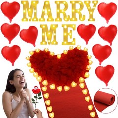 Light Up Marry Me Letters, 24 LED Candles, 2000 Rose Petals, Engagement Decor