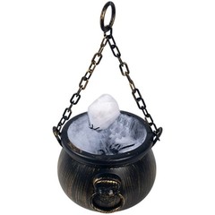 Halloween Witch Cauldron Handbag Glowing Ribbon Light Portable Party Decor
