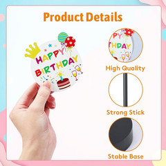 6 Pcs Birthday Table Decor, Happy Birthday Table Decorations with Double-Sided P