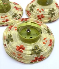 Four Asian Style Paper Hanging Lanterns Battery Operated Floral All Work READ