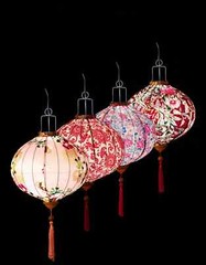 Chinese Floral Hanging Lantern Outdoor Cloth Round Lantern Festival Party Decor