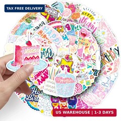 50Pcs Birthday Happy Party Decoration Decals for Water Bottles Cute Gifts Reward