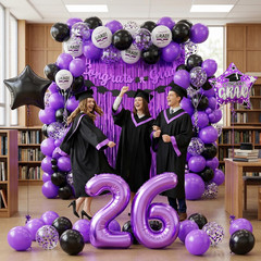 Black Purple Graduation Party Decorations, 2026 Graduation Decorations with Purp