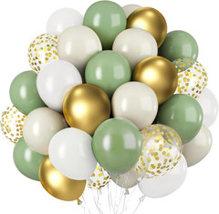 Black Gold White Balloons, 50Pcs 12Inch Matte White Black Metallic Gold Confetti