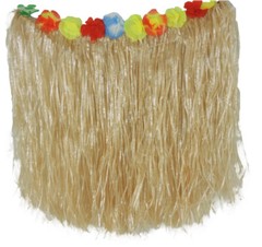 Costume Set Hawaiian Grass Skirt With Flower Lei, Headband & Wristlets 5 Pc Set