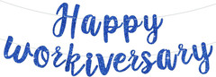 Black Glitter Happy Workiversary Banner – NO DIY -Black Work Anniversary Decorat