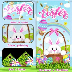 Happy Easter Door Cover, Large Fabric Bunny Door Banner, Easter Egg Decoratio…