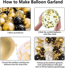 Black Gold Balloon Arch Kit for 2026 Graduation & Parties