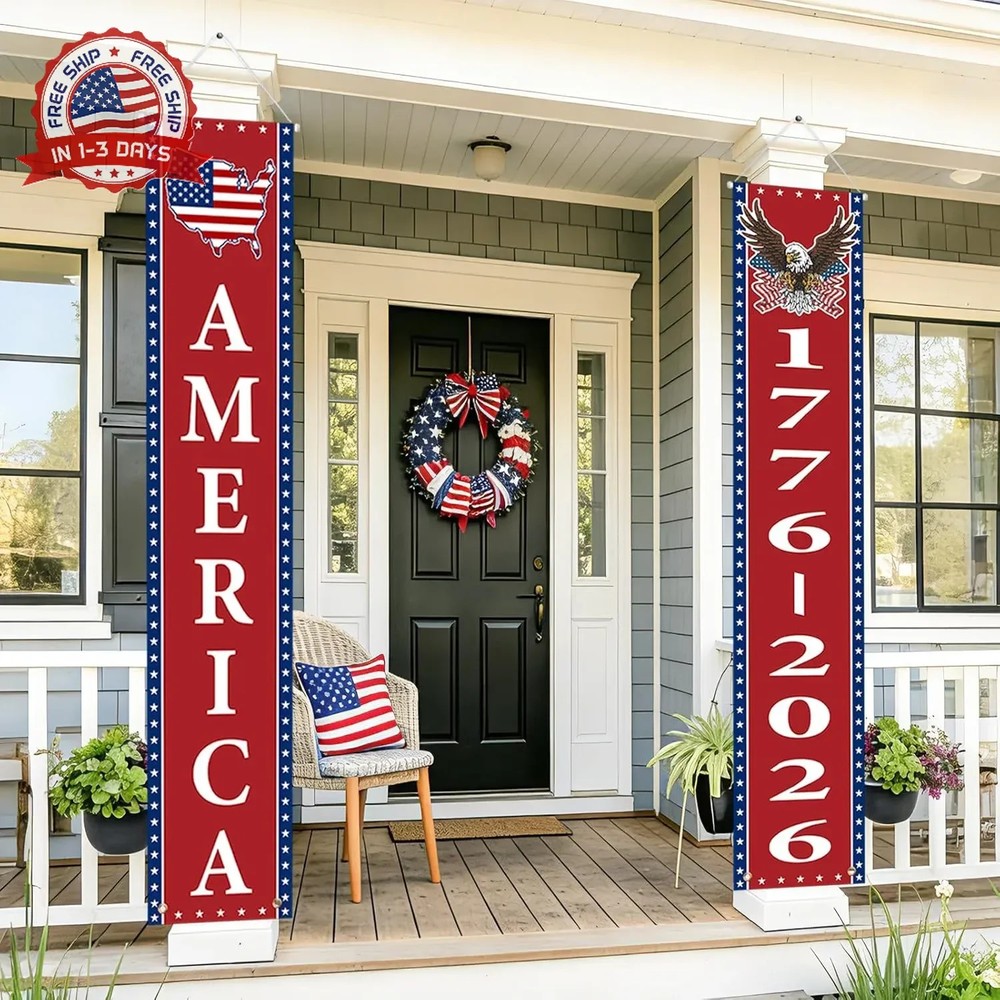 250th Anniversary American Banners – 2 Pack 4th of July Decorations Banner – 177