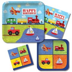 Assorted Cutouts Birthday Party Decor Supply On the Go Airplane Train Truck Boat