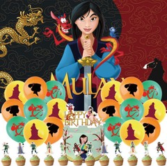 Mulan Party Supplies Birthday Decoration Set Balloons Cake Toppers Banner