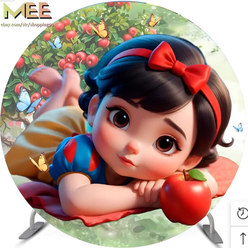 Round Backdrop Cover Cartoon Snow White Princess Birthday Party Decorations