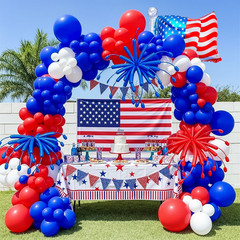 142PCS Red White and Blue Balloons Arch Garland Kit, 4Th of July Balloon Arch wi
