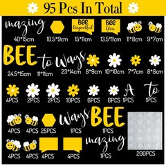 95 PCS Spring Bee Daisy Flower Paper Cutouts Classroom Bulletin Board Set