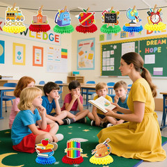 10 Pcs Back to School Decorations, First Day of School Table Toppers Honeycomb O