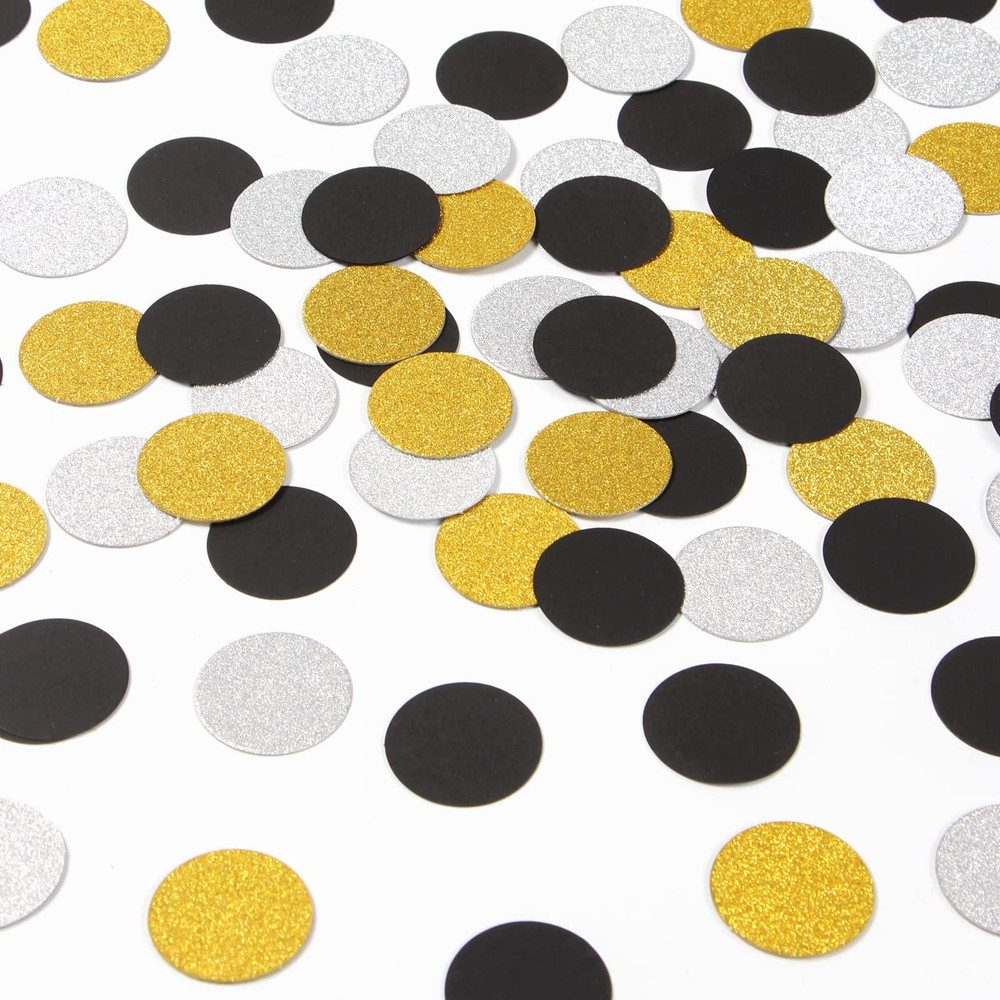 Silver Black Gold Party Decorations – 300Pcs Paper Glitter Confetti Birthday …