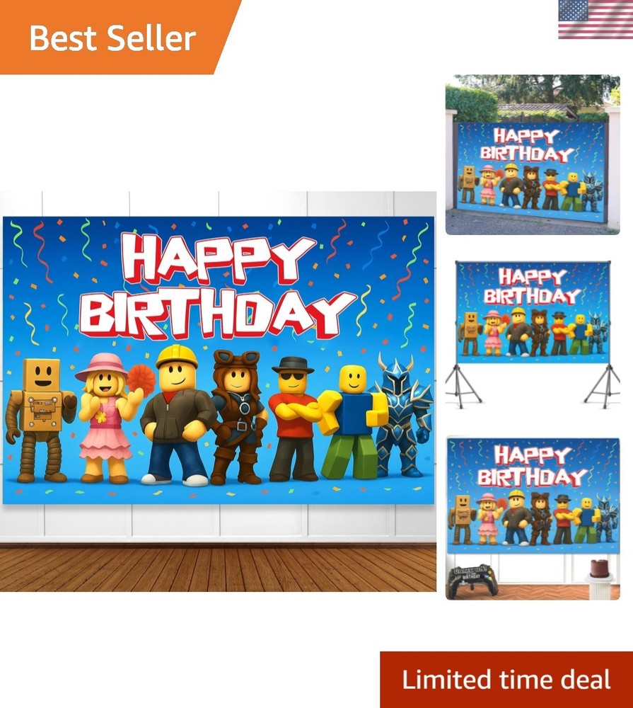 Video Game Birthday Decorations Happy Birthday Banner for Boys 6x4ft Pixel Ba…
