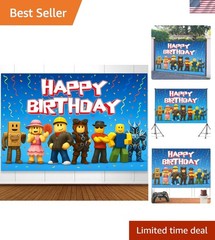 Video Game Birthday Decorations Happy Birthday Banner for Boys 6x4ft Pixel Ba…
