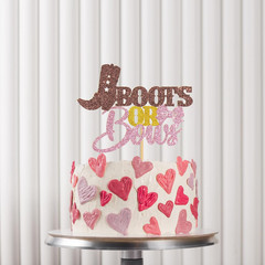 Boots or Bows Cake Topper, Western Theme Baby Shower/Gender Reveal Party Decorat