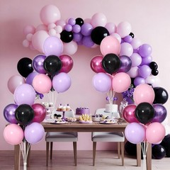 Pink and Purple Black Balloons Table Centerpieces Stand Kit for Table 4 Sets,…