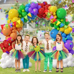 164Pcs Rainbow Balloon Arch Kit with Red Purple Yellow Blue Orange White Lime