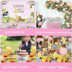 Baby Shower Decorations Kit 158pcs Pink Vintage Winnie Classic Pooh Girl Boy