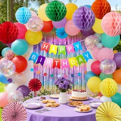 Rainbow Birthday Party Decorations Kit, 16 2 inches x 2 inches, Multicolor