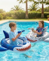2PCS Inflatable Pool Floats , Pirate Ship Pool Float with Water , Pool Toys f…