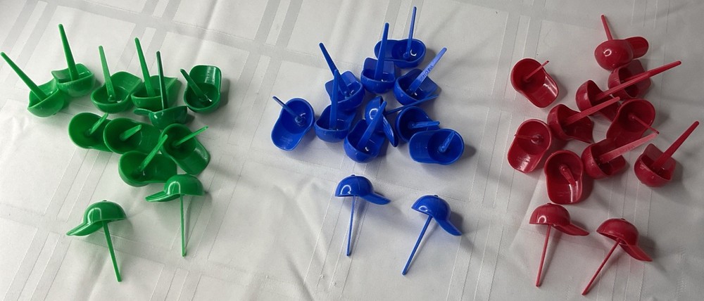 Red Green Blue 12 Each Baseball Hat Cap Birthday Cupcake Toppers