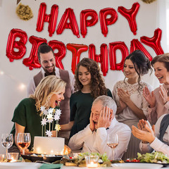 Happy Birthday Balloons Banner Red 16 Inch Mylar Foil Letters | Inflatable Party