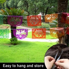 18 FT Cinco De Mayo Party Decorations, Fiesta Banner with 9 Plastic Papel Picado