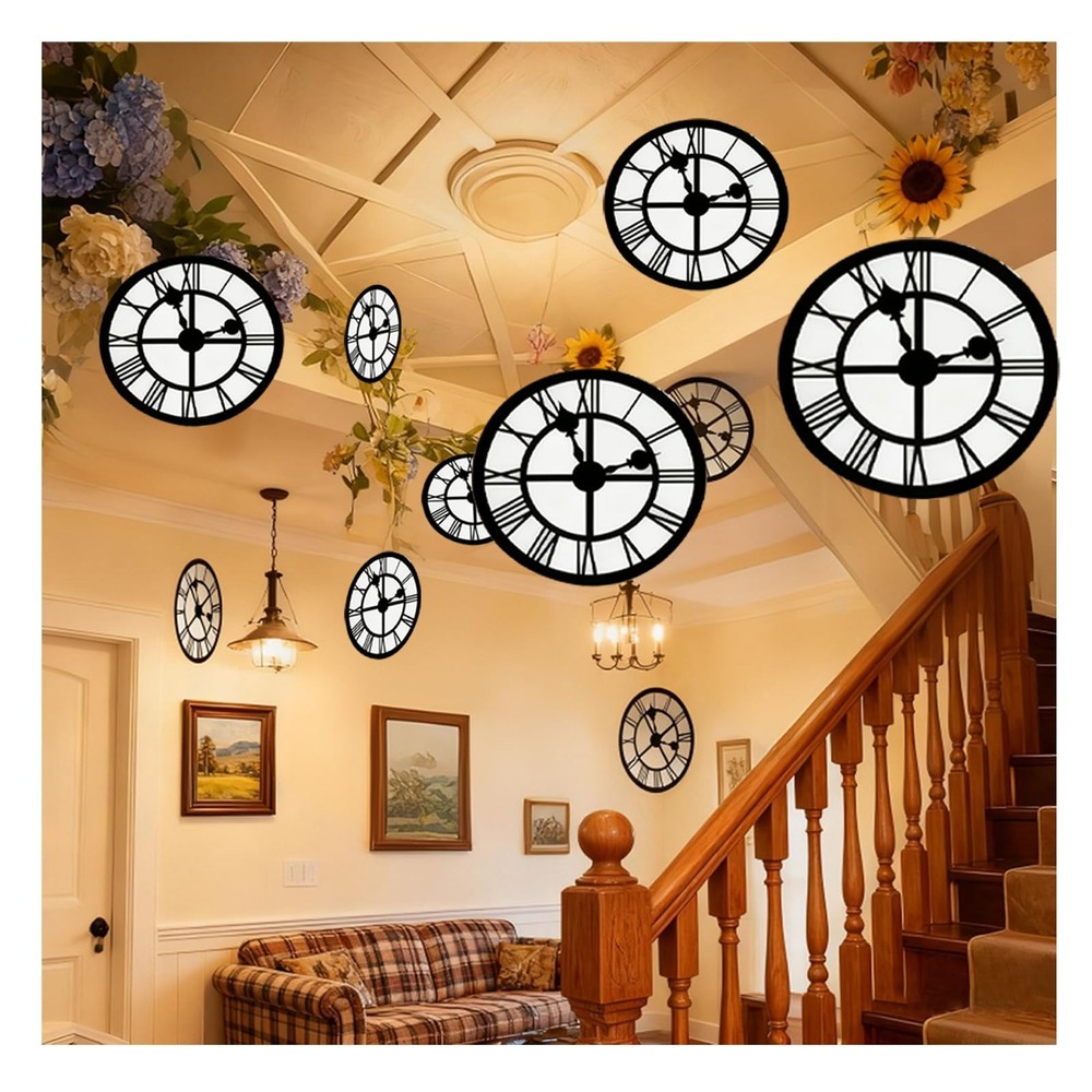 20 Pcs Vintage Hanging Clock Decorations – Steampunk, Fantasy & Wonderland Th…